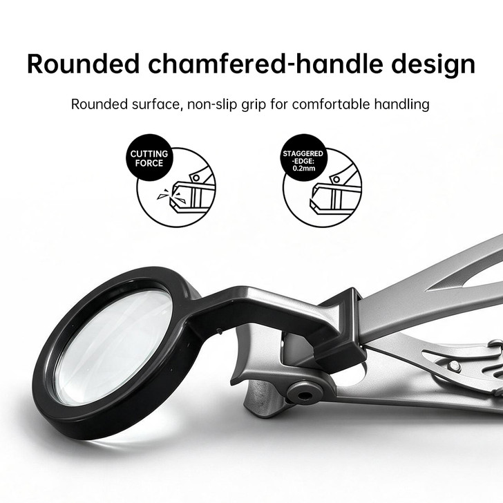 SectorCare Nail Clipper with Detachable Magnifier Wide Jaw Silver