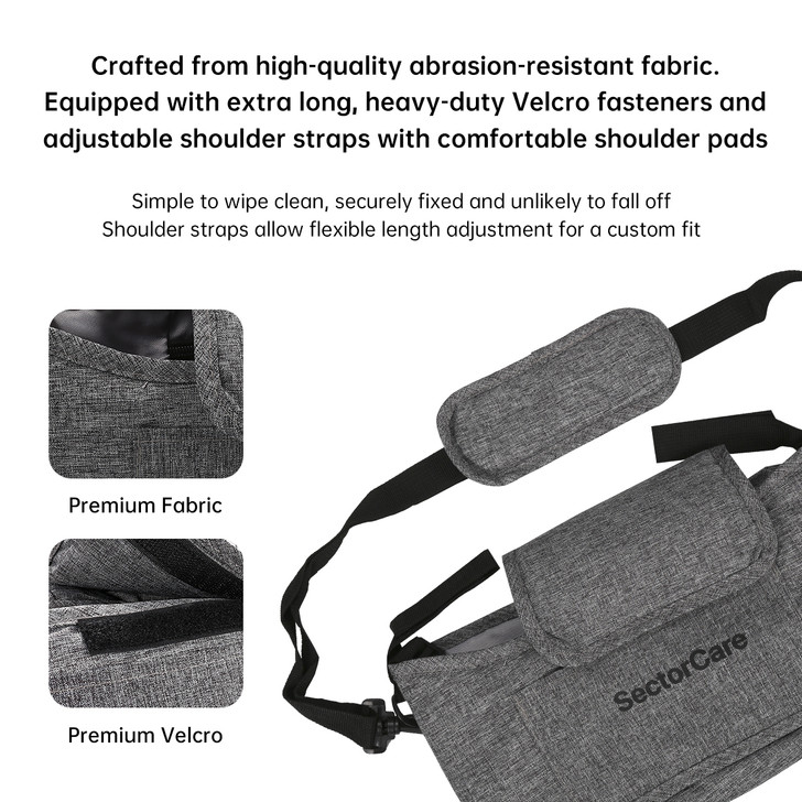 SectorCare Wheelchair Organiser Bag with Shoulder Strap – Grey