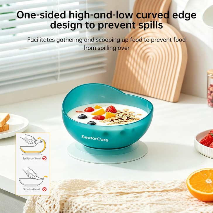 SectorCare Non Slip Scoop Bowl 450mL with High Rim and Suction Base