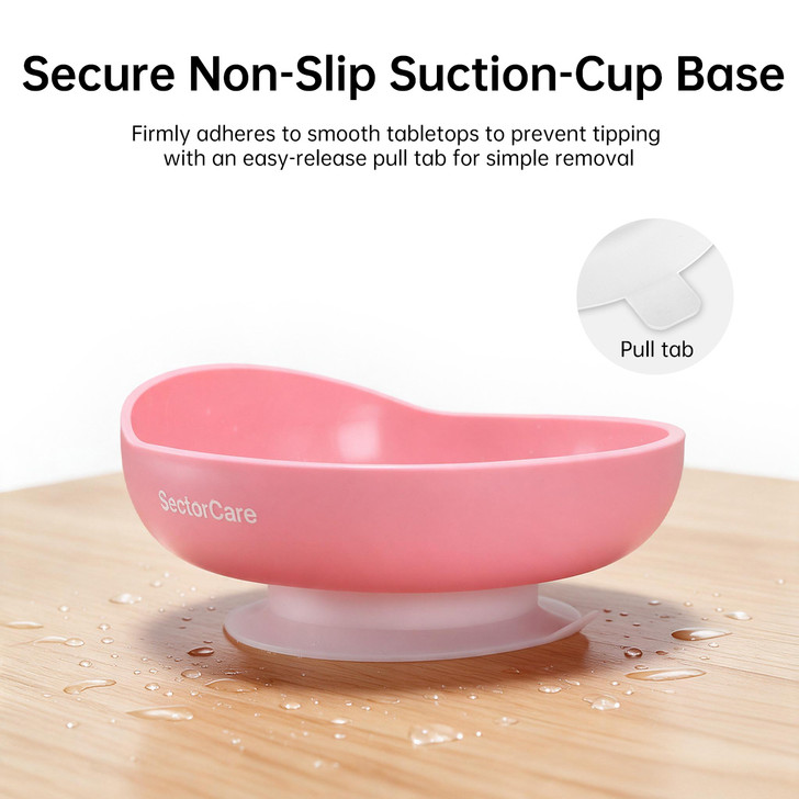 SectorCare 700mL Scoop Bowl with Suction Base 18cm Wide Pink