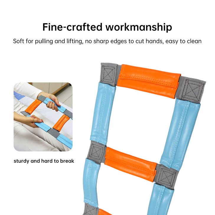 SectorCare Bed Rope Ladder Pull Up Strap 198cm Long 6 Handles Blue