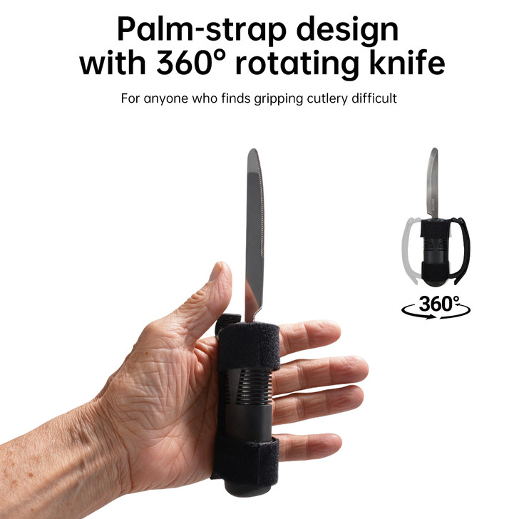 SectorCare Adaptive Knife with Palm Strap 20.9cm Serrated Blade Black