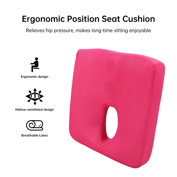 SectorCare Contoured Latex Seat Cushion with Hollow Centre 42cm Pink
