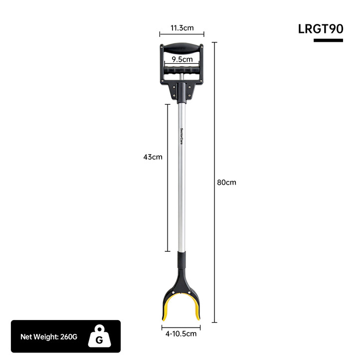 SectorCare Reacher Grabber Pick Up Tool Wide Jaw 80cm Long Silver