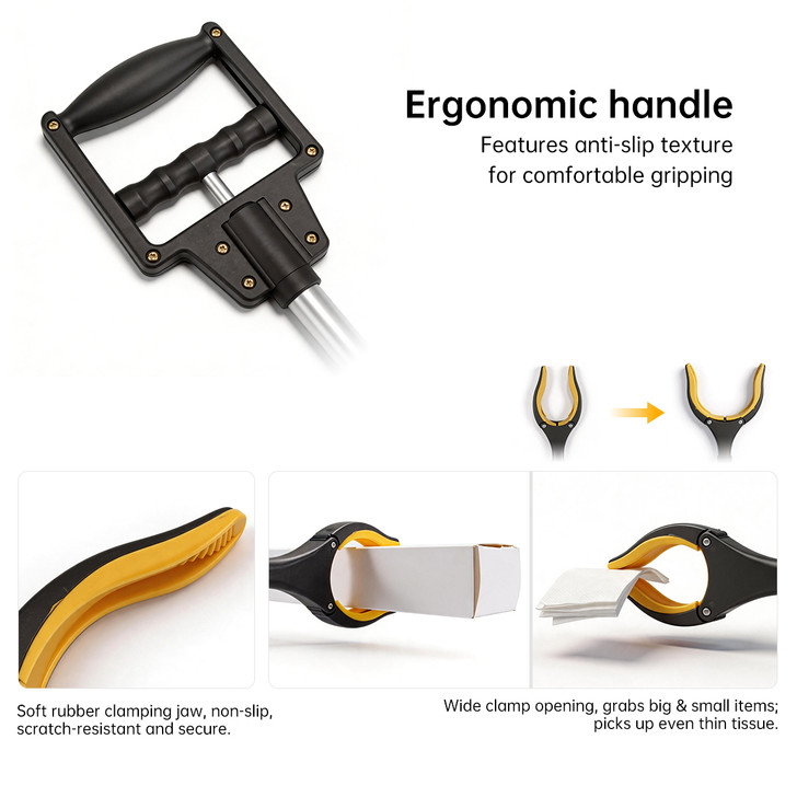 SectorCare Reacher Grabber Pick Up Tool Wide Jaw 80cm Long Silver