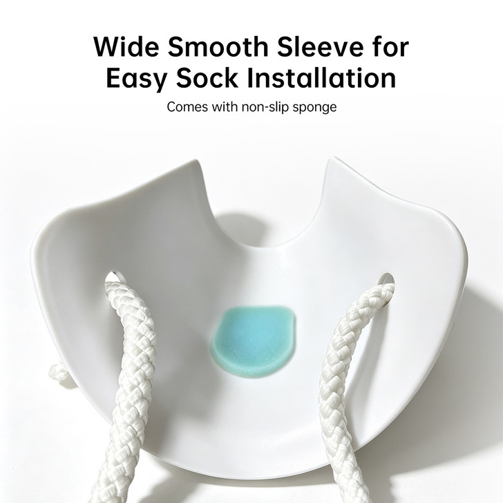 SectorCare Sock Aid with Long Pull Cords and Non Slip Grips, White