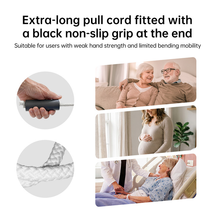 SectorCare Sock Aid with Long Pull Cords and Non Slip Grips, White