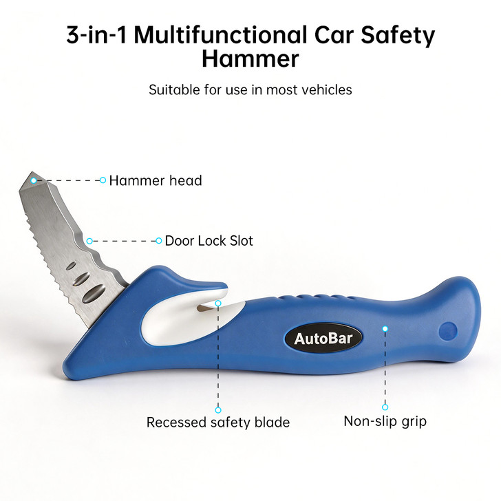 SectorCare 3 in 1 Car Assist Handle with Window Breaker, Blue