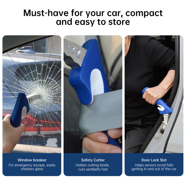 SectorCare 3 in 1 Car Assist Handle with Window Breaker, Blue