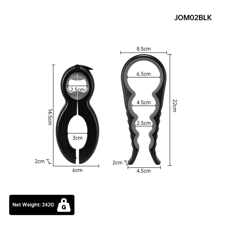 SectorCare Jar Opener Set for Weak Hands and Arthritis 2 Piece Black