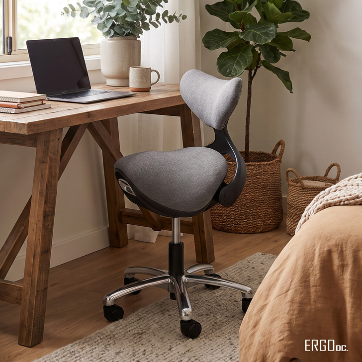 Ergonomic Saddle Chair with Backrest Height Adjustable Dark Grey