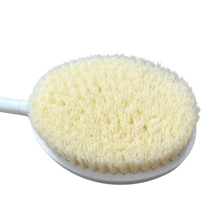 SectorCare Curved Long Handle Back Bath Brush with Hanging Hole Grey
