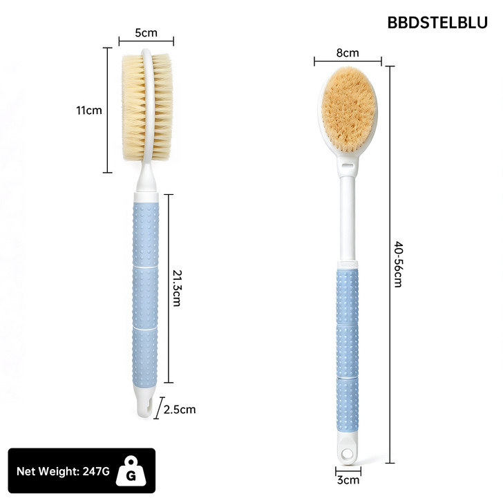 SectorCare Telescopic Long Handled Bath Brush Dual Sided Blue