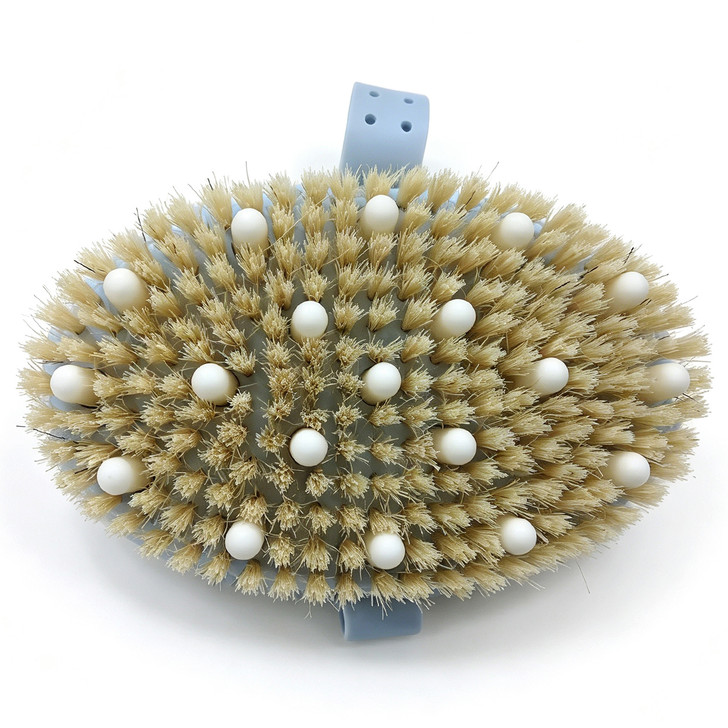 SectorCare Handheld Bath Brush with Hand Strap and Massage Beads Blue