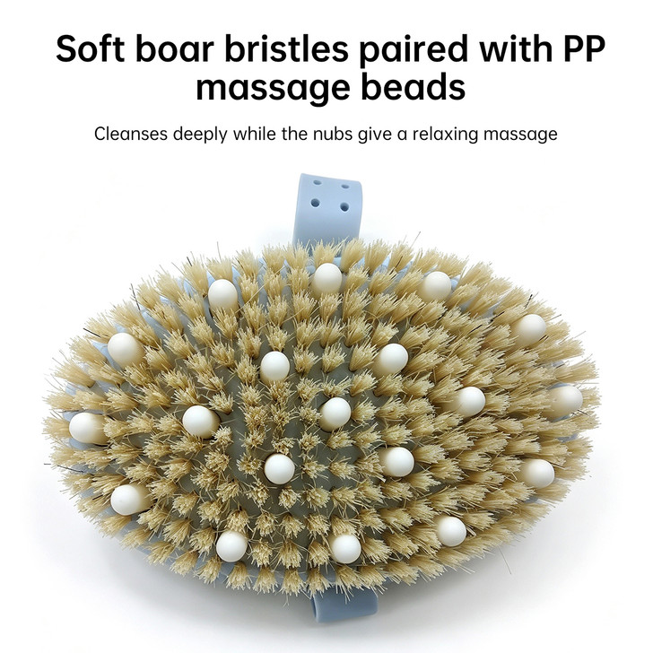 SectorCare Handheld Bath Brush with Hand Strap and Massage Beads Blue
