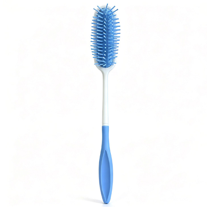 SectorCare Long Handled Hair Brush with Curved Non Slip Grip Blue