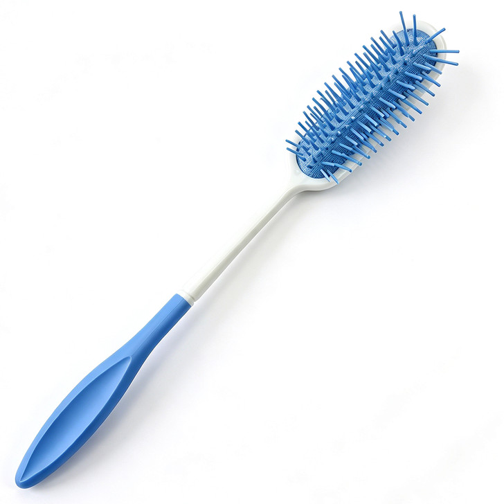 SectorCare Long Handled Hair Brush with Curved Non Slip Grip Blue