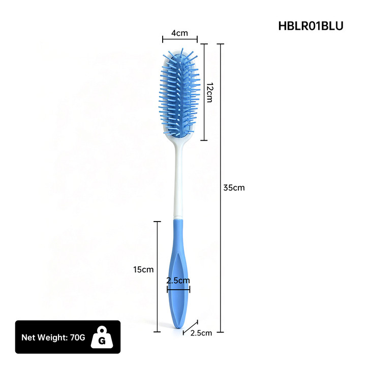 SectorCare Long Handled Hair Brush with Curved Non Slip Grip Blue