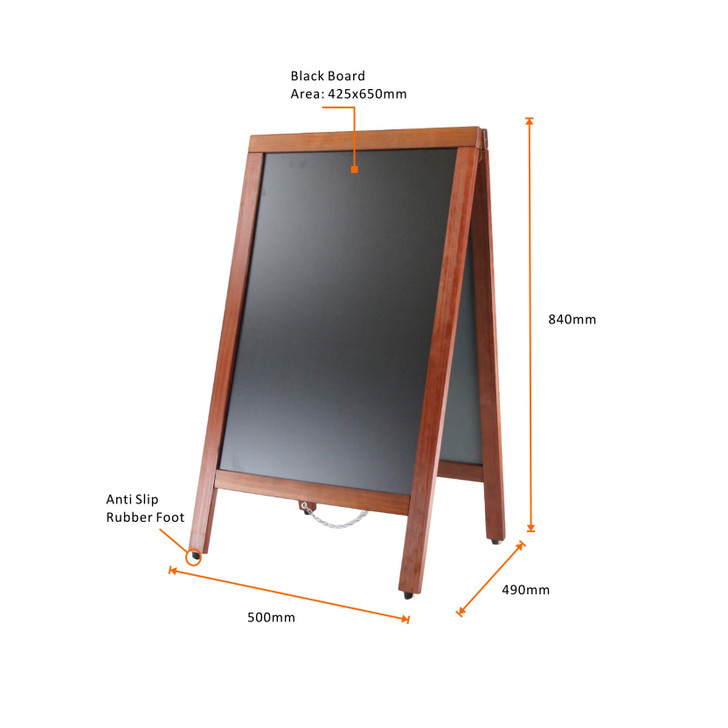Aframe Black Board-Brown Wood