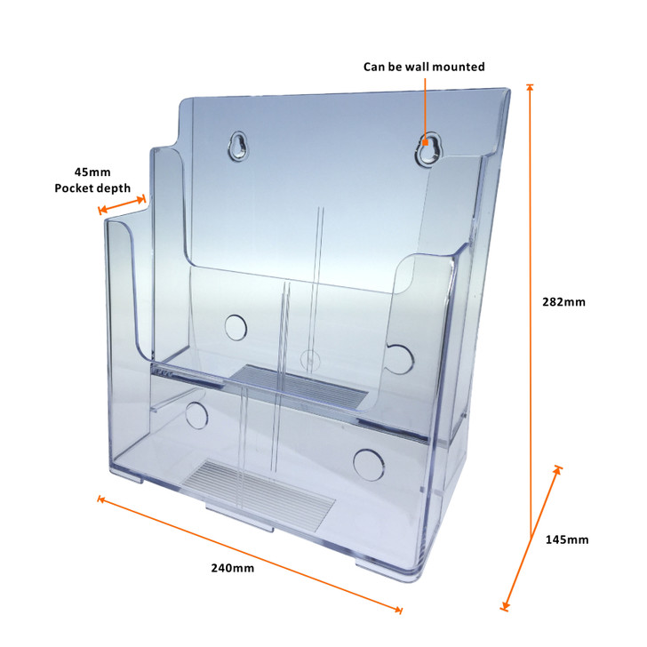 A4 Acrylic Brochure Holder Two Tier