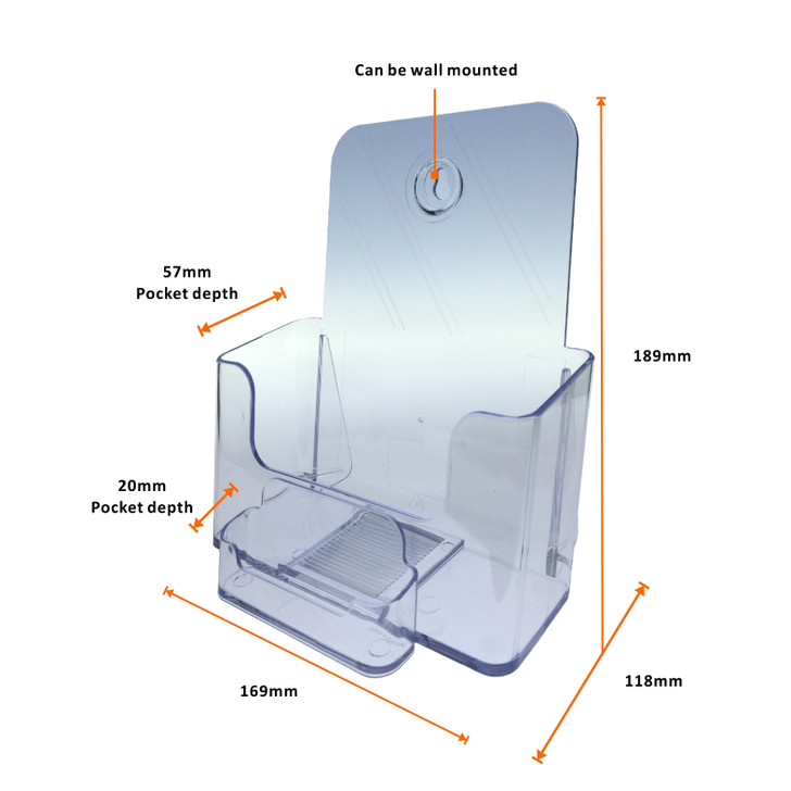 A5 Acrylic Brochure Holder with Business Card Holder