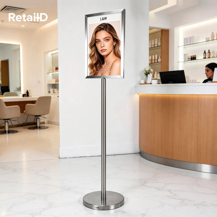 A3 Stainless Steel Floor Poster Display Stand