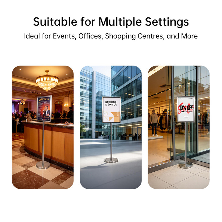 A3 Stainless Steel Floor Poster Display Stand