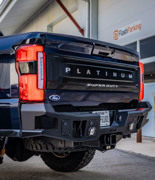 Micro Rim Rear Bumper End Set For 2017-2022 Ford F-250 F-350 F-450 – Choose Your Color, Park Assist Cutouts