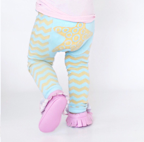 Tan Chevron Starfish Leggings