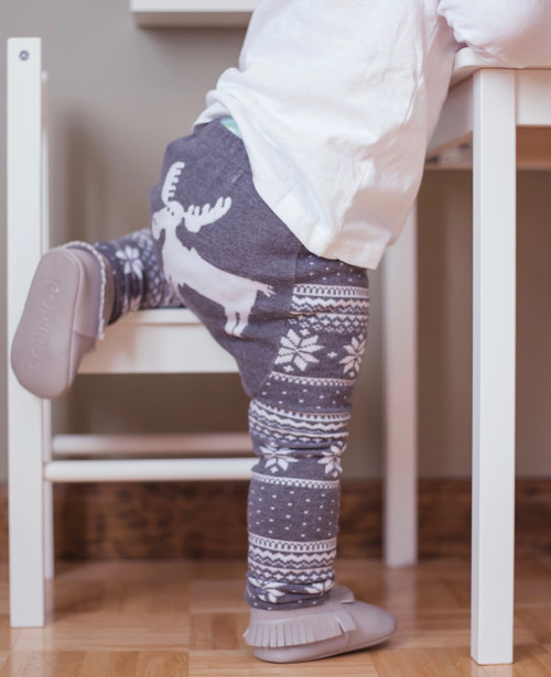 Gray Winter Moose Leggings Gray Winter Moose Leggings