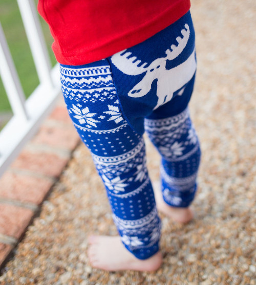 Blue Winter Moose Cotton Leggings Blue Winter Moose Cotton Leggings