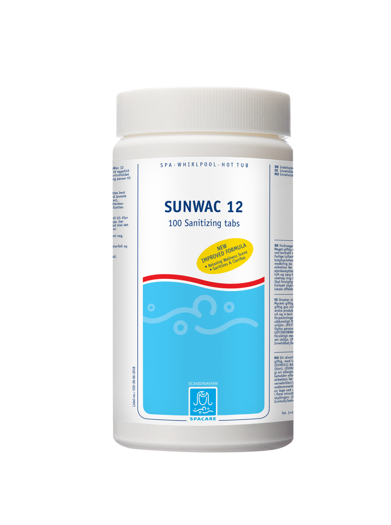 Skandinaviens mest populära produkt för spabad är SunWac 12 tabletter