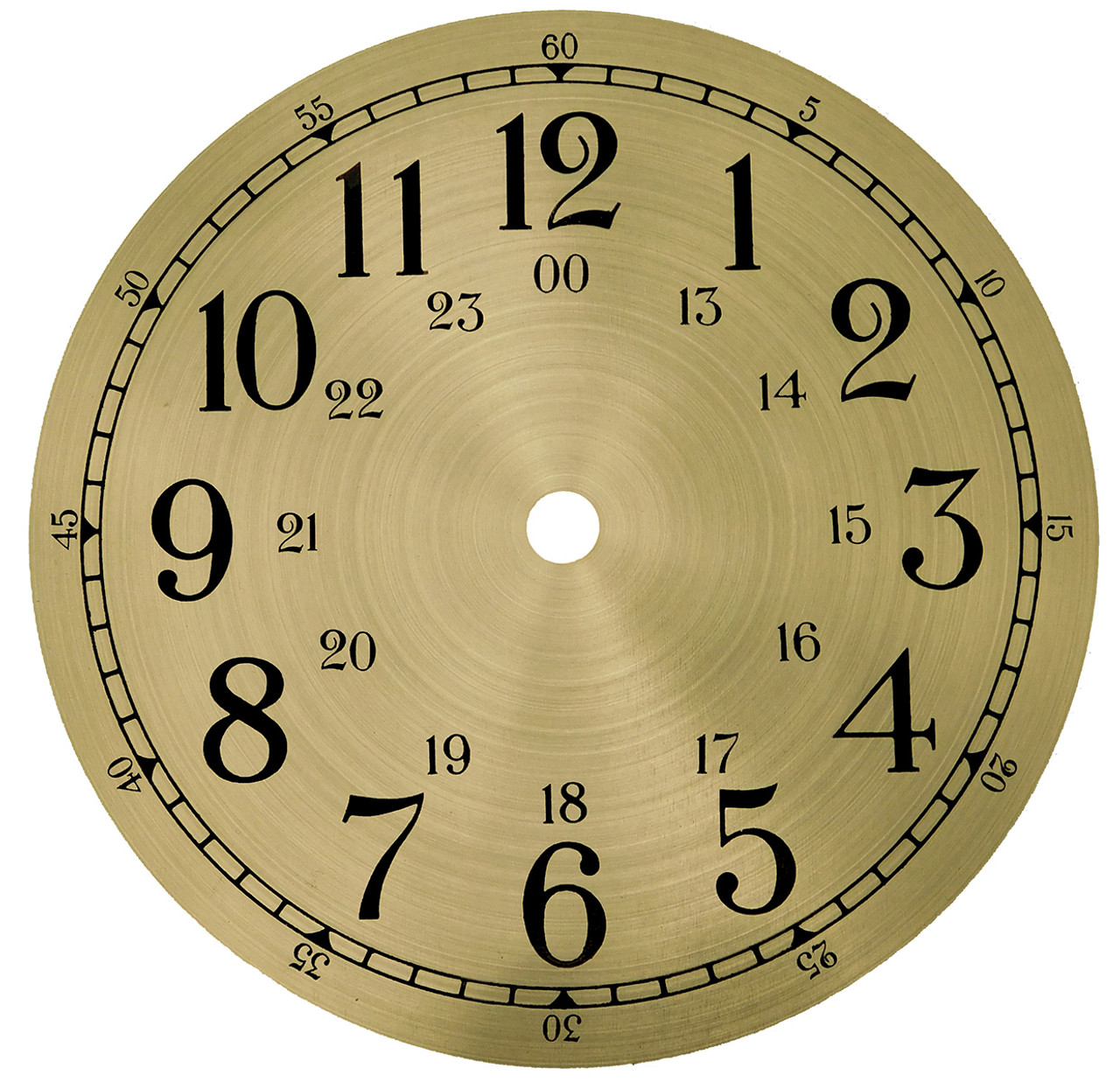 DIAL METAL BRASS FINISHED 6 1/2" ROUND WITH 24 HOUR RING