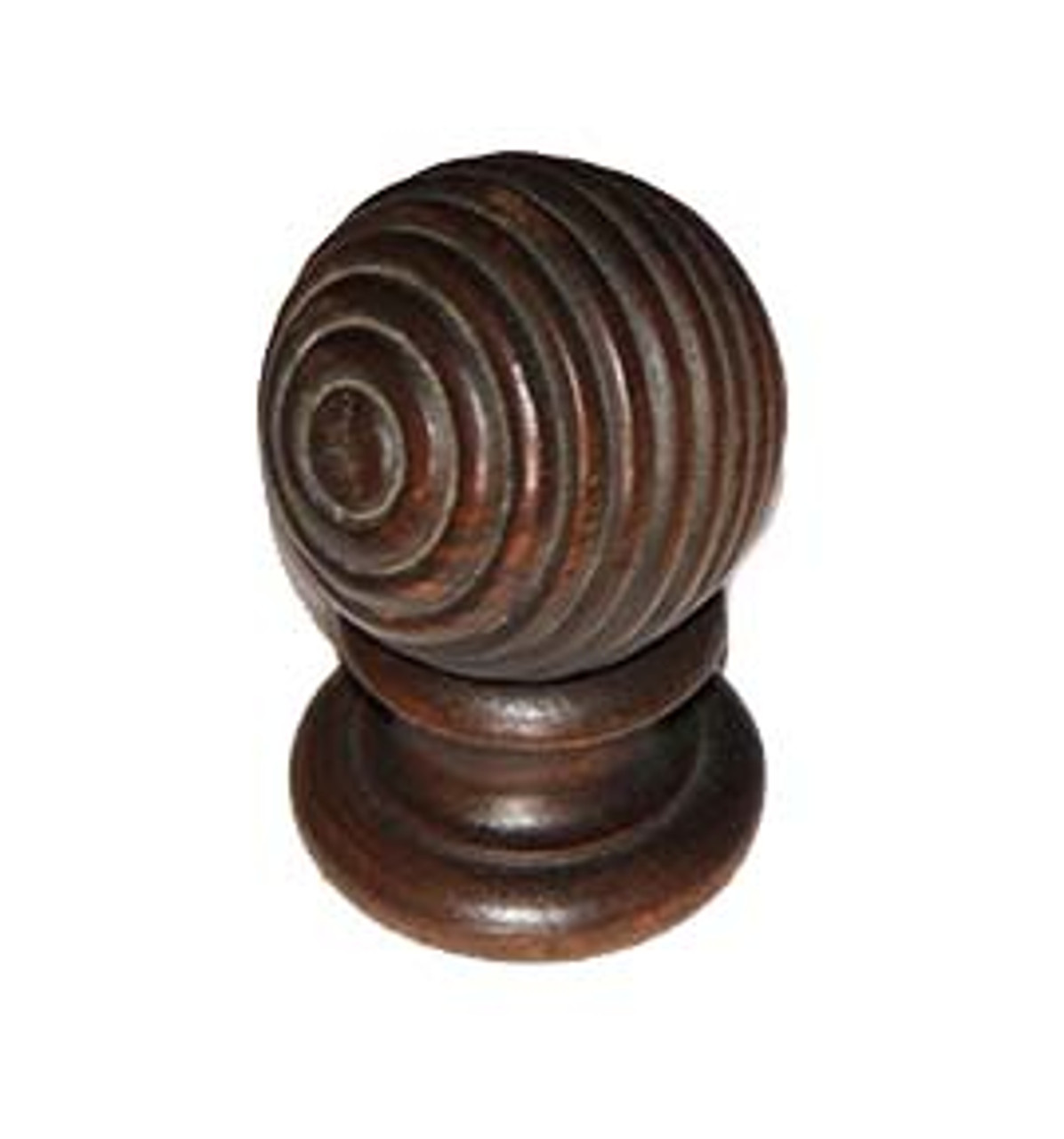 FINIAL WOOD FINISHED WALNUT BALL 3 1/2"L VINTAGE