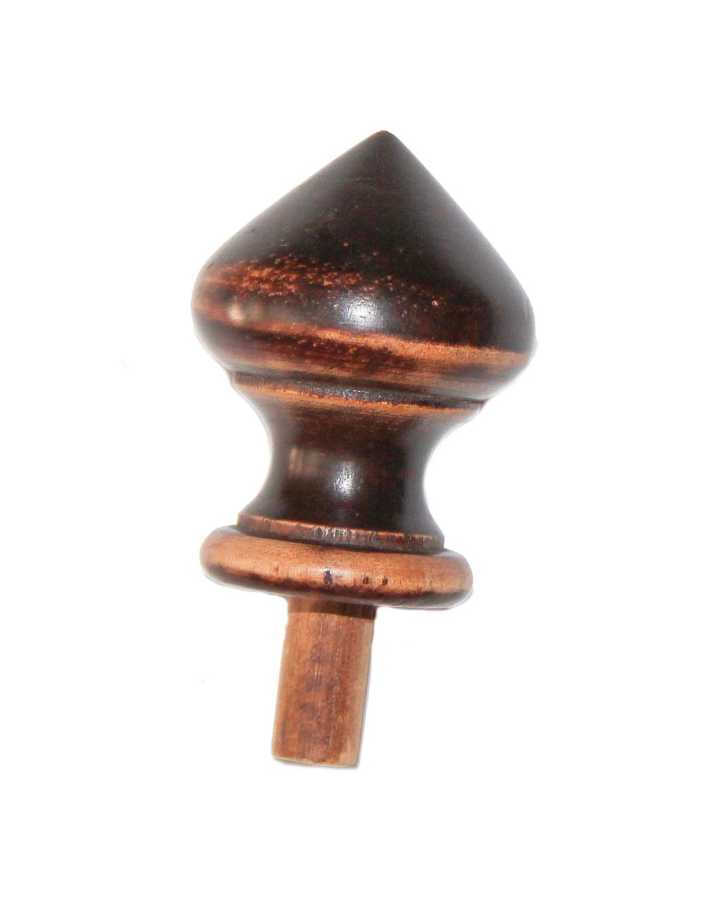 FINIAL WOOD FINISHED DARK BROWN 2"L VINTAGE