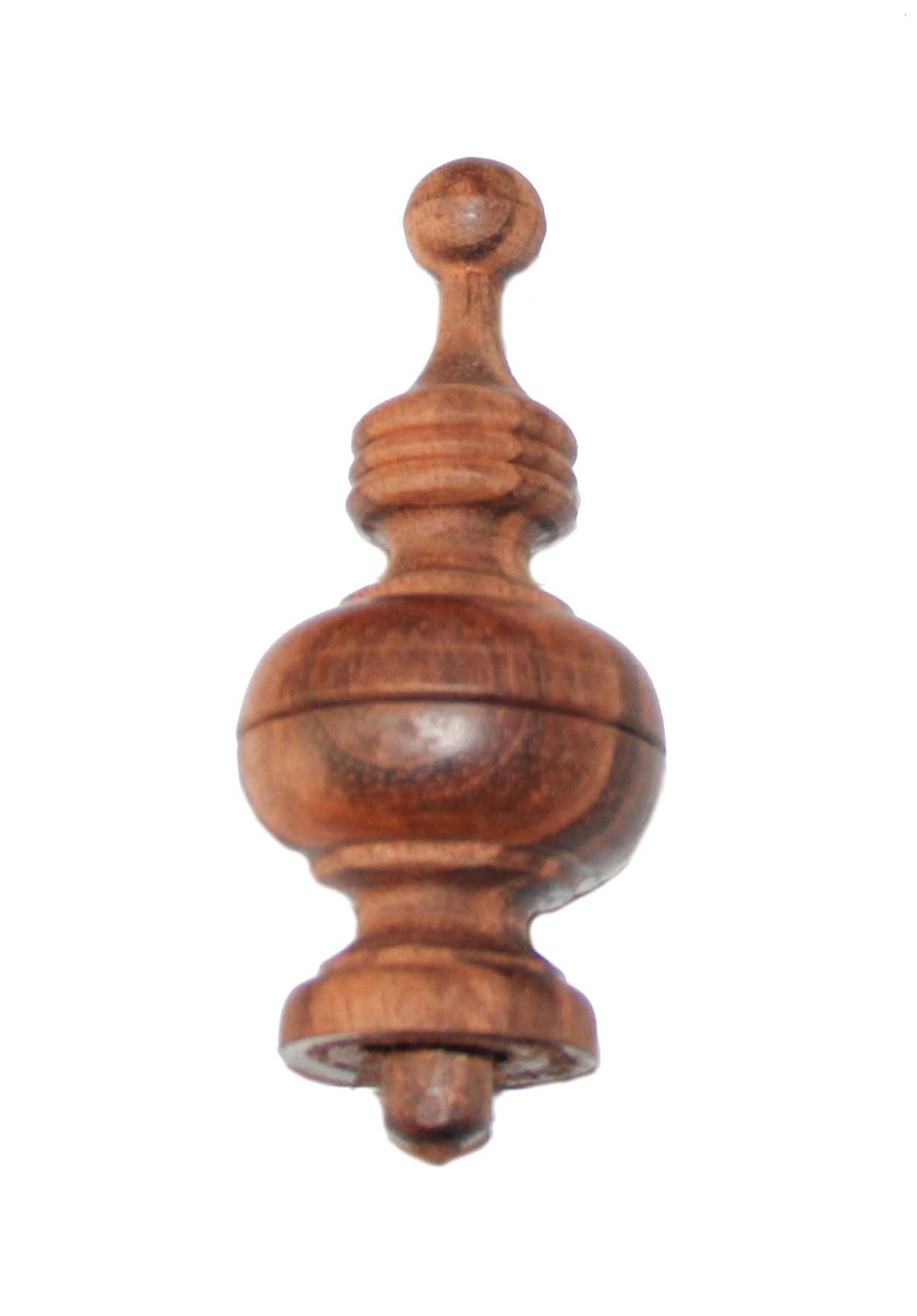 FINIAL WOOD FINISHED DARK BROWN 3 1/2"L VINTAGE