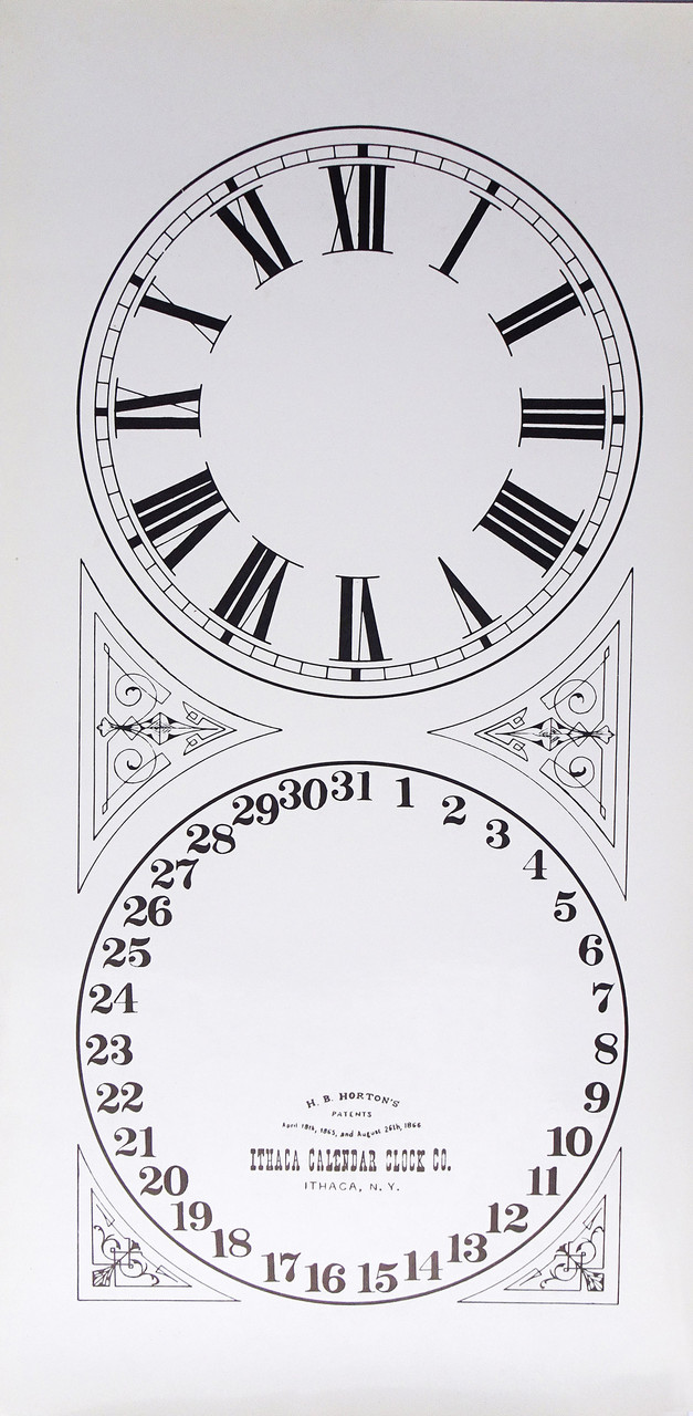 ITHACA PONI TIME AND CALENDAR WITH PATENT DATE PAPER DIALS