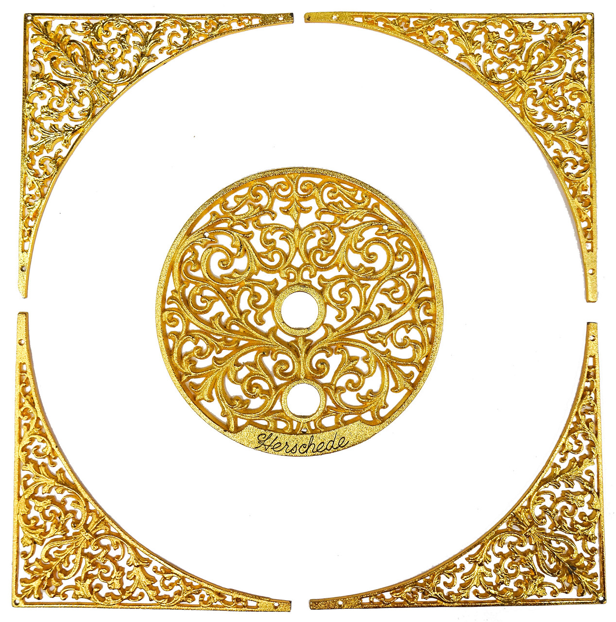 DIAL HERSCHEDE CENTER SCROLL AND CORNERS SET GOLD SMALL