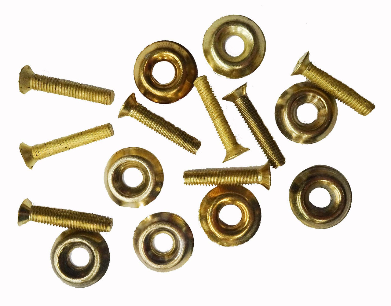 GONG WASHERS AND SCREWS BRASS PLATED SET OF 8