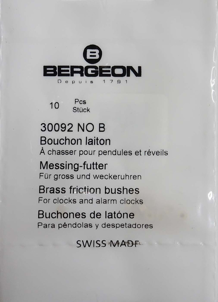 BERGEON BRASS 10 PIECE BUSHINGS - SWISS MADE - GRIFFEN'S CLOCK