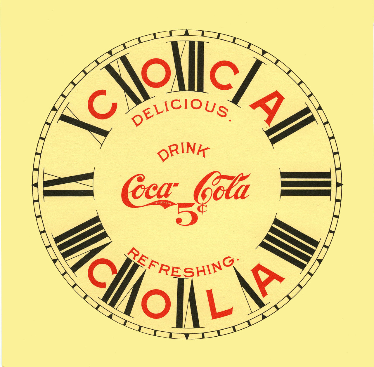 SPECIALTY COCA COLA 5" ROMAN PAPER DIAL - ANTIQUE IVORY