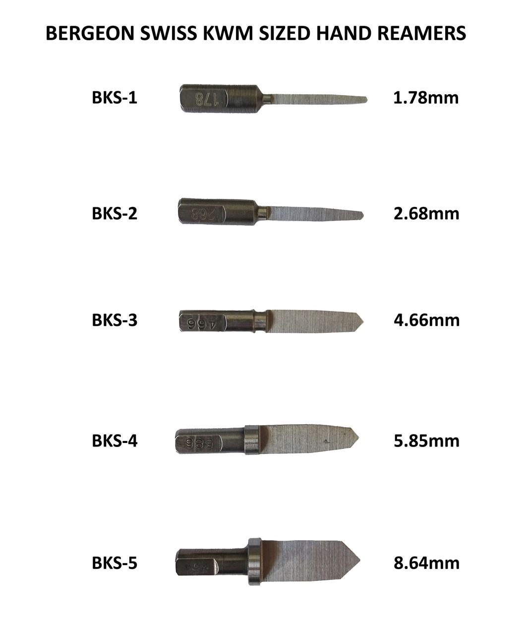 BERGEON REAMERS FOR KWM - SWISS MADE - GRIFFEN'S CLOCK PARTS AND SUPPLIES  LLC