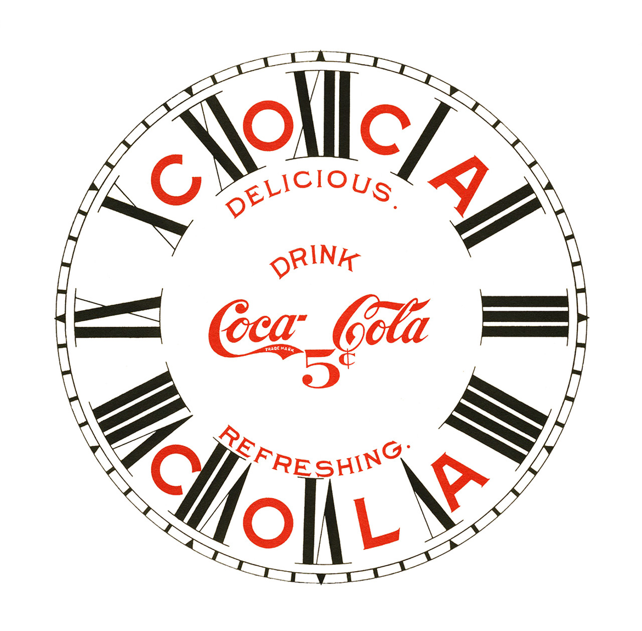 SPECIALTY COCA COLA 5" ROMAN PAPER DIAL - WHITE