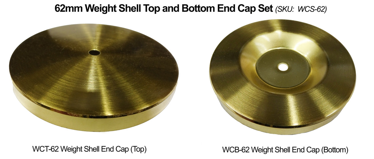 WEIGHT SHELL END CAP 62MM BRUSHED/POLISHED - TOP/BOTTOM SET