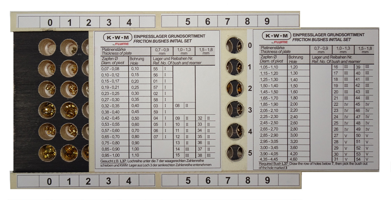 KWM BRASS INITIAL L-01 to L-59 BUSHING ASSORTMENT - GERMAN