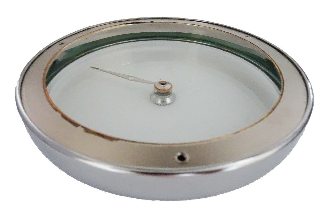 BAROMETER CHROME BEZEL 4" WITH GLASS FOR SALEM CLOCK CO. SHIPS BELL SET