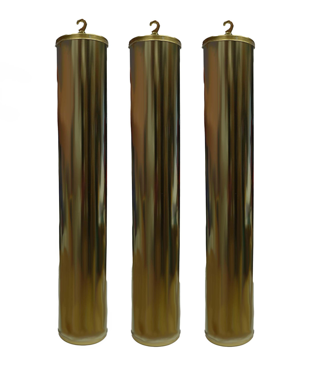 WEIGHT SHELL COMPLETE ASSEMBLY SET OF 3 GOLD FINISH FOR HERMLE 451 WITH 85CM WOOD STICK