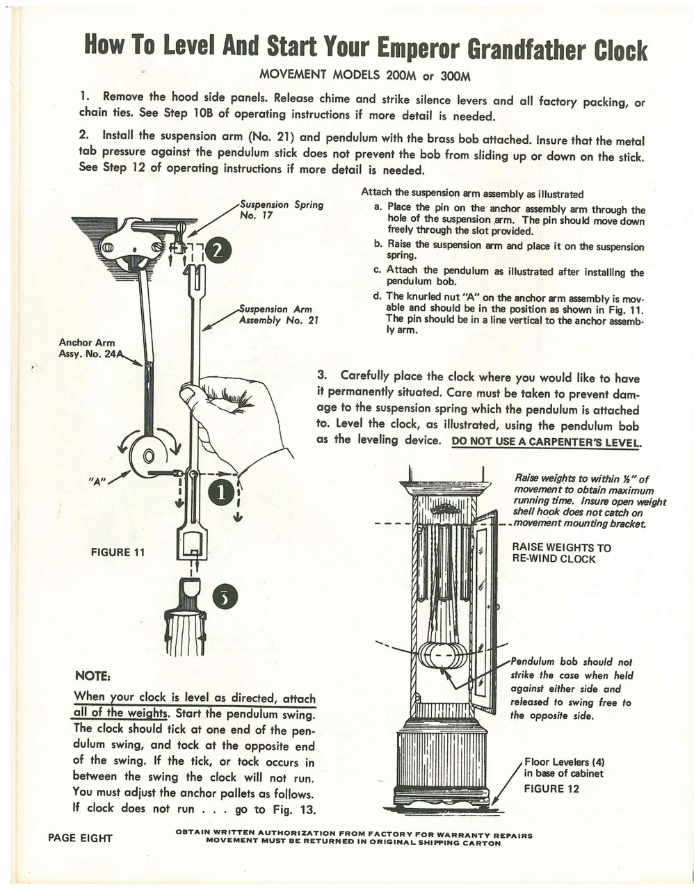 JAUCH WOOD STICK PENDULUM FOR 110CM EMPEROR 200M AND 300M