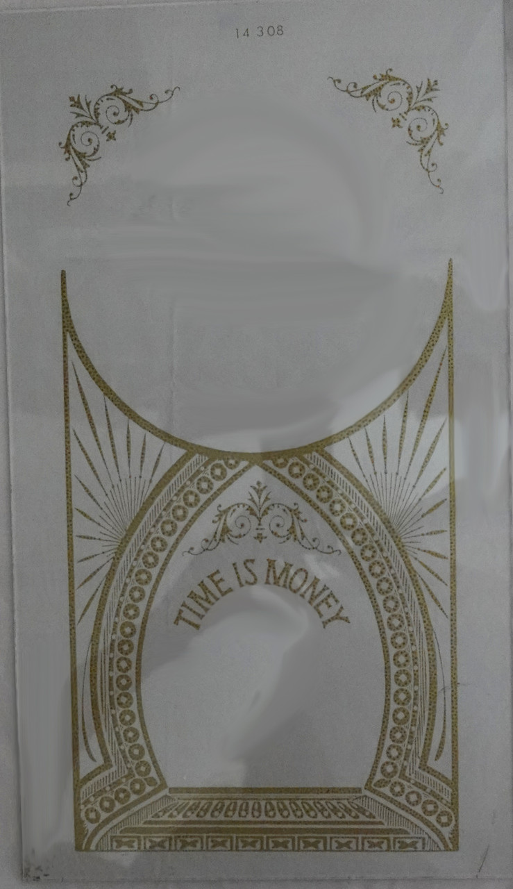 GLASS - KITCHEN WITH TIME IS MONEY GOLD PATTERN