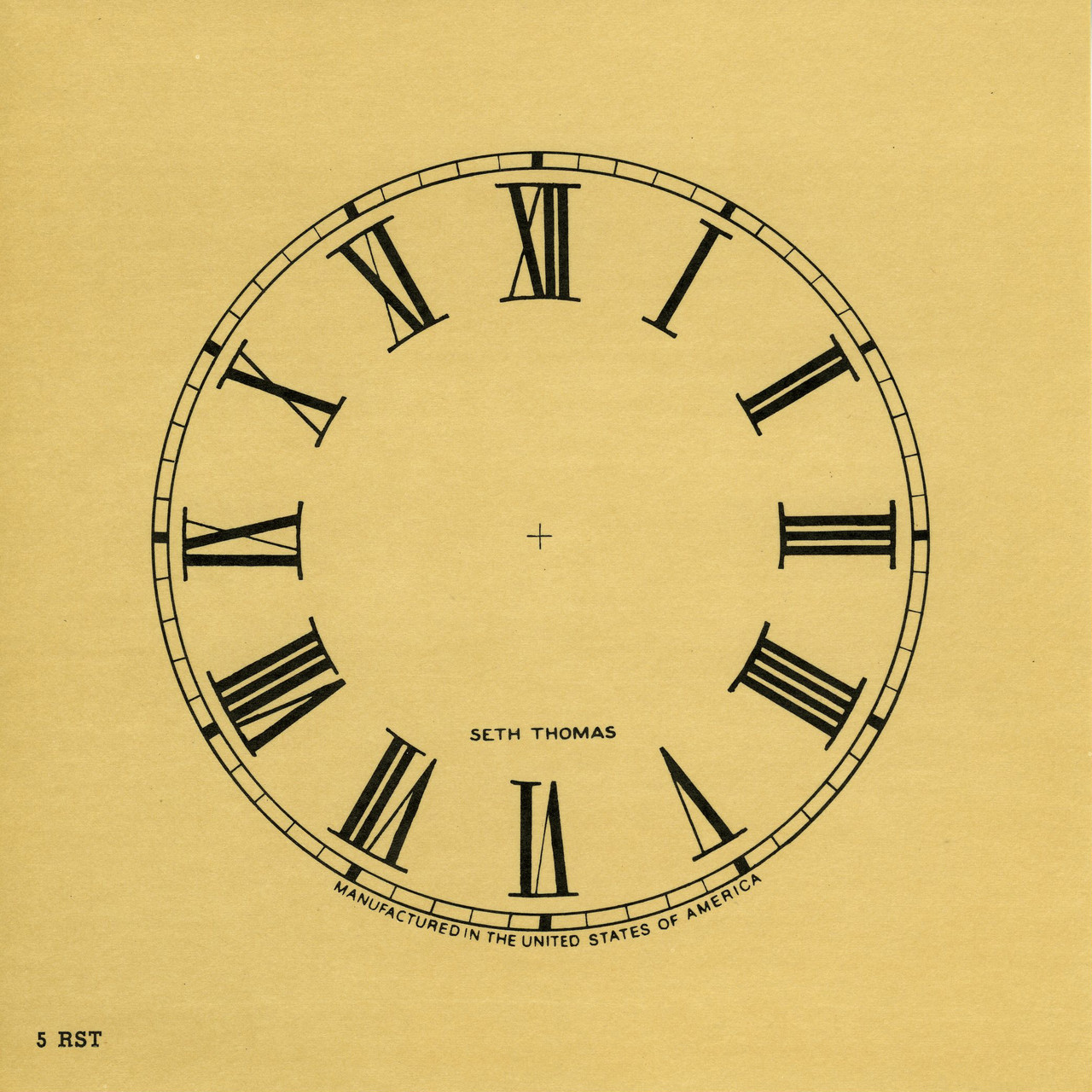 SETH THOMAS 5" ROMAN PAPER DIAL WITH NAME - DARK ANTIQUE IVORY